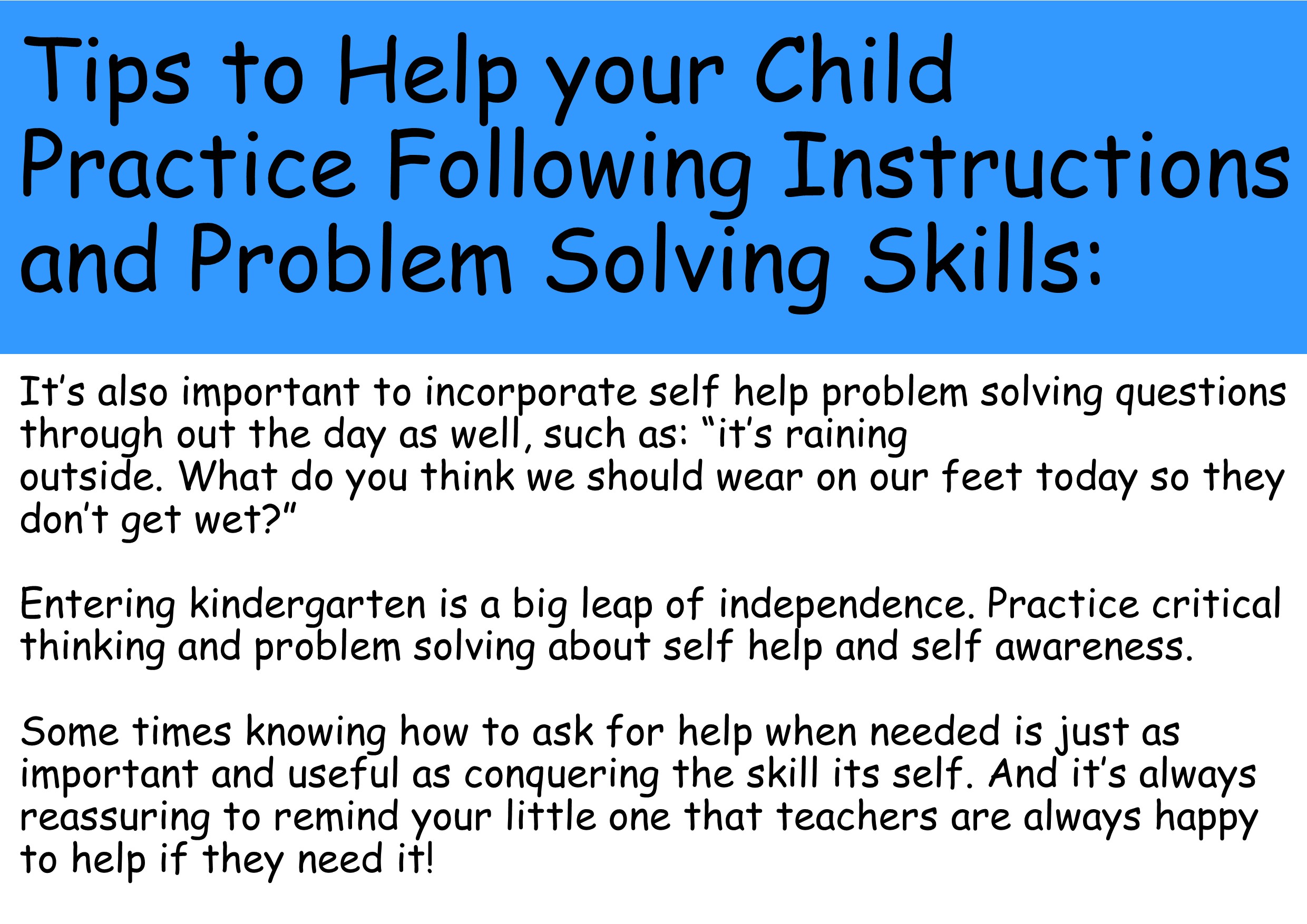 Tips to help your child practice following instructions and problem solving skills 