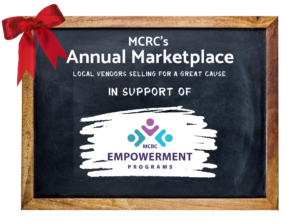 mcrc's annual marketplace flyer - text on framed chalkboard
