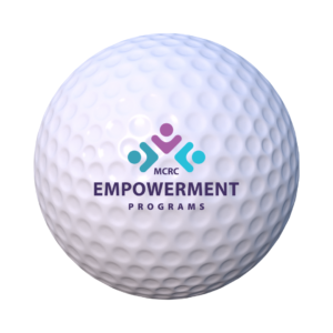MCRC Empowerment Programs logo on a golf ball