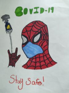 Tessa Anne's drawing of Spiderman with a mask.