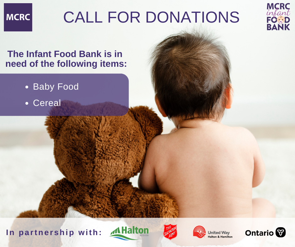infant back with teddy bear. Infant Food Bank call for donations 