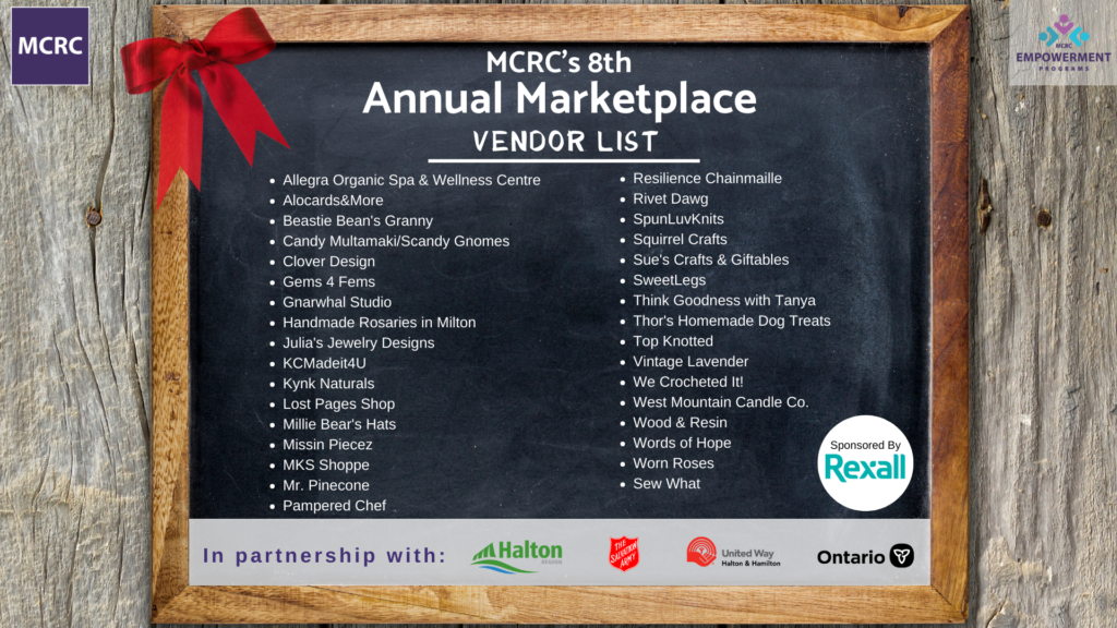 chalkboard with red bow - mcrc's 8th annual marketplace vendor list