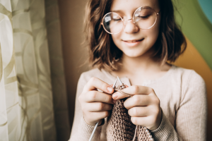 Girl crocheting