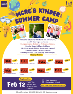 MCRC Kinder Summer Camp Flyer