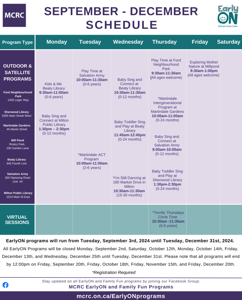 Edited EarlyON Schedule Sept-Dec 2024 pg 2