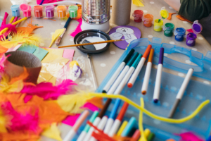 art supplies on a table