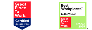 great place to work badging nov 2025- nov 2026 and Best Women Led Workplaces 2024.
