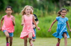 girls running outside