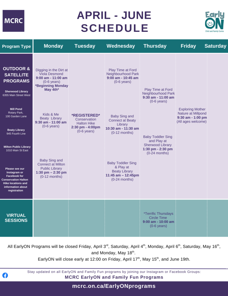 earlyon april-june
schedule page 2