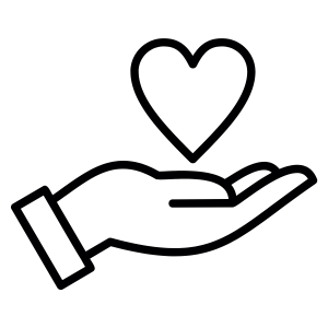 icon of a hand extended, holding a heart