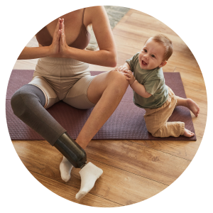 a photo of an adult in a yoga pose with a baby crawling on them