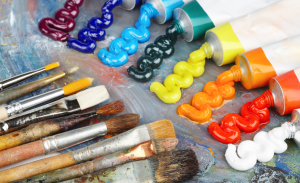 oil paints and paint brushes