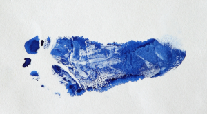 blue paint footprint