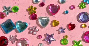crafting gems shaped like hearts and flowers