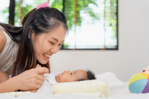 A parent and infant together