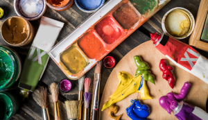 paint and various art supplies